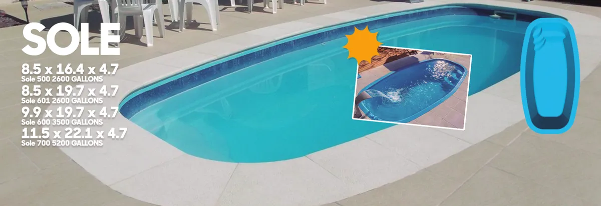 Exclusive Sole fiberglass pool installed