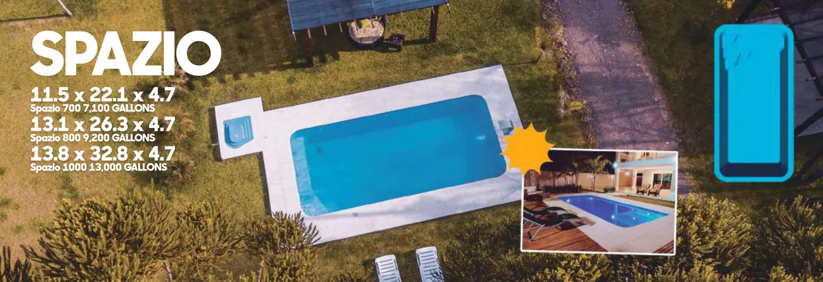 Exclusive Spazio fiberglass pool — installed view